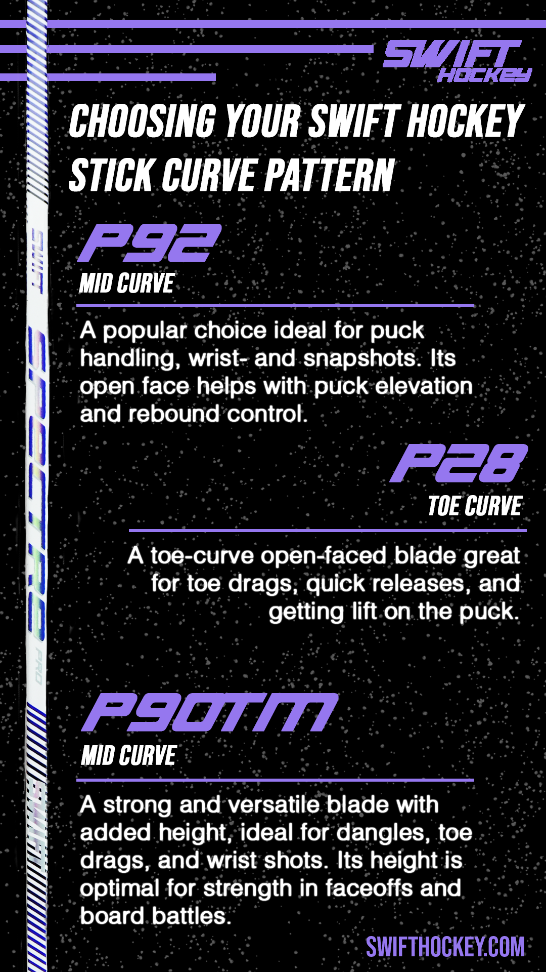Swift Spectre - Senior Hockey Stick, 60" (WHITE) Limited Edition