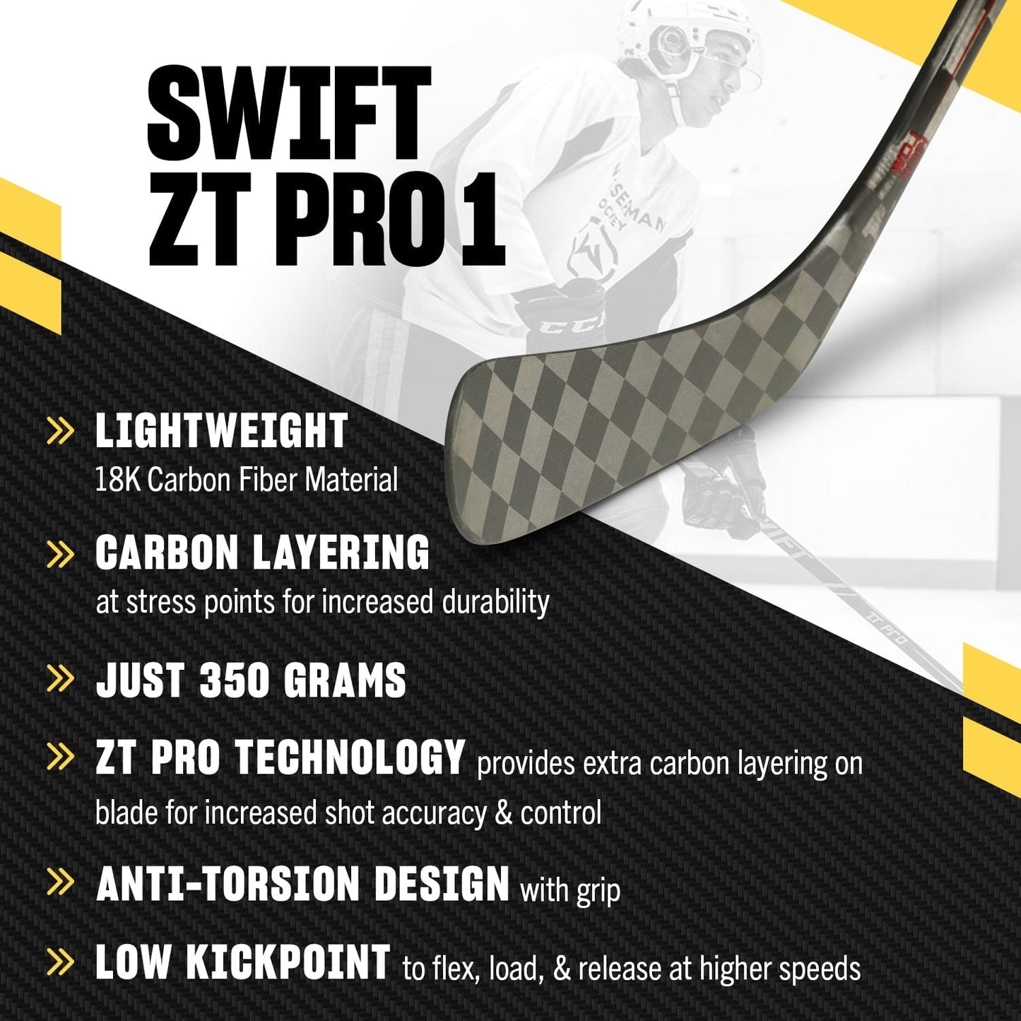 Swift ZT Pro 1 - Intermediate Hockey Stick, 57" (RED) Limited Edition